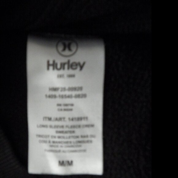 Hurley Mens Long Sleeve Sweat Shirt Dark Gray Size Medium Fleece Crew Embroidery - Picture 8 of 9